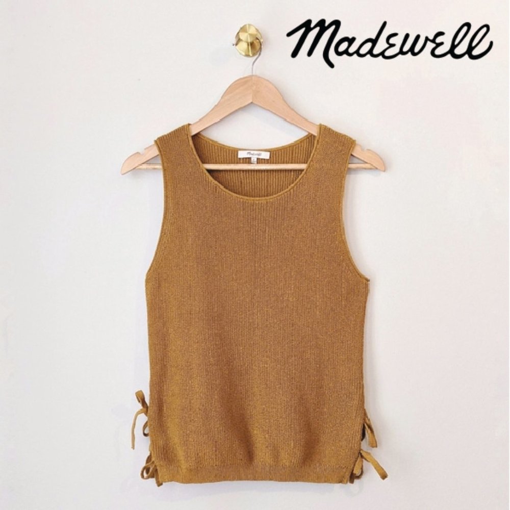 Madewell Tie Side Sweater Tank Mustard Yellow SZ S